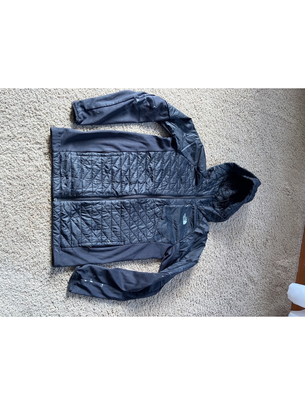 The North Face ThermoBall Hybrid Hoodie Jacket men's Small Black Quilted Puffer